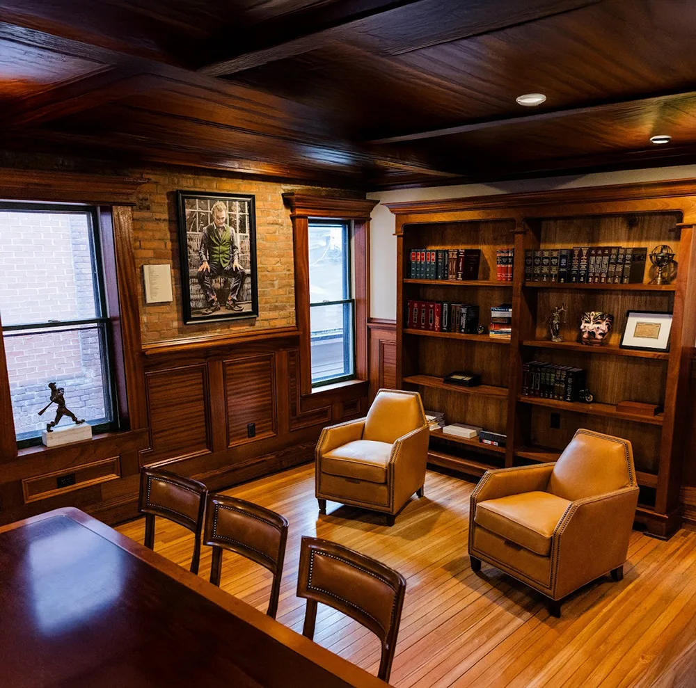 Defense attorney's private office — client consultations at DeLuca Law